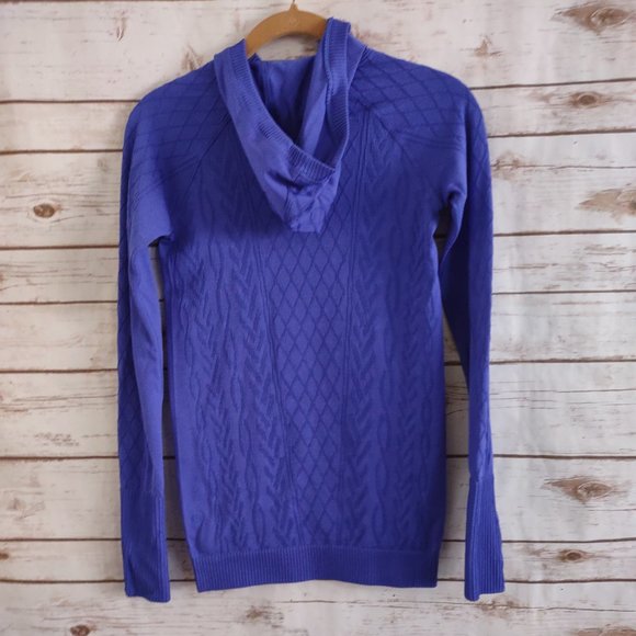 Lululemon Athletica Rest Less Hoodie Cable Knit Hooded Athletic Blue Top size 2 - Picture 5 of 8